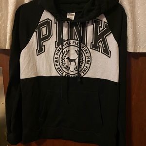 Victoria Secret Pink black white hoodie sz L